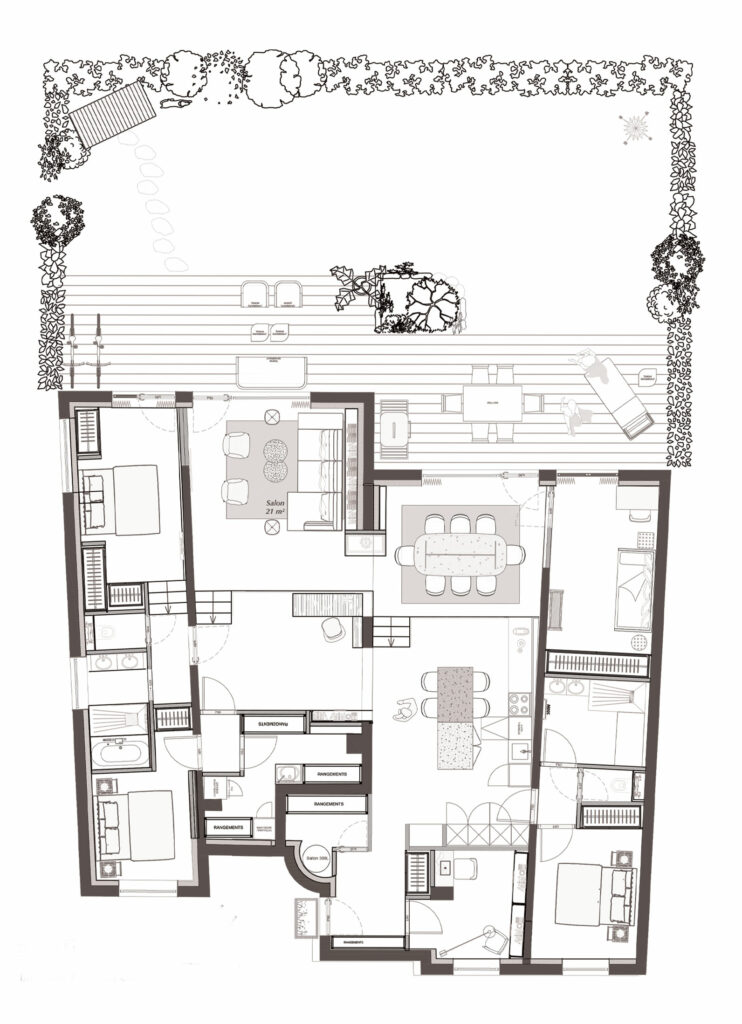 plan de réunion de deux appartements